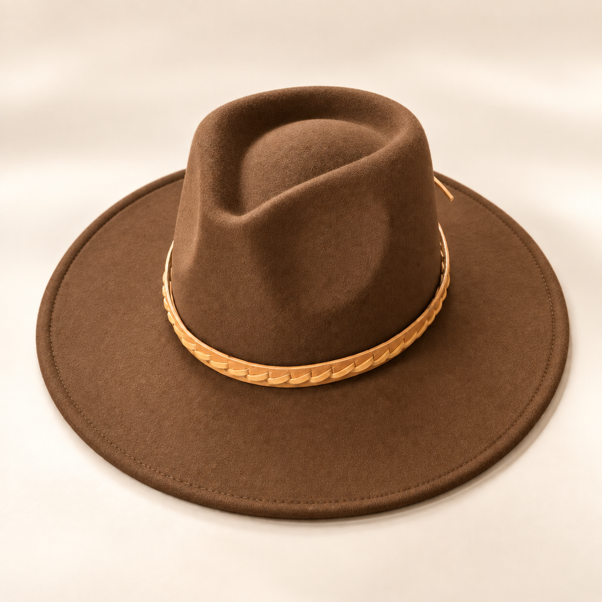 Vegan Felt Rancher Hat w/ Braided Leather Band