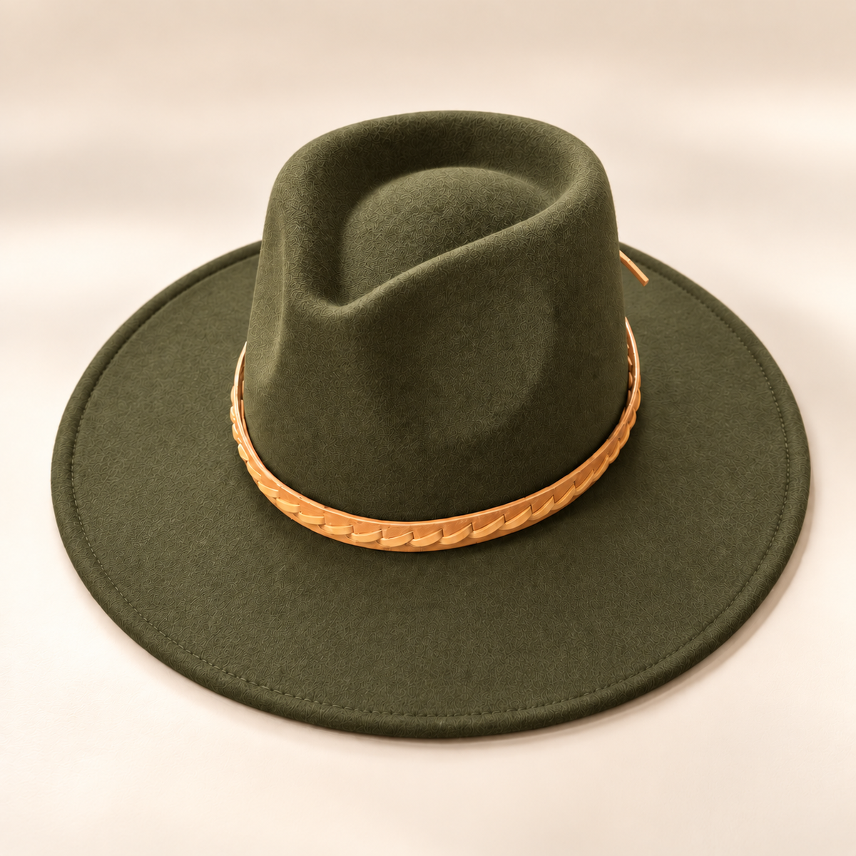 Vegan Felt Rancher Hat w/ Braided Leather Band