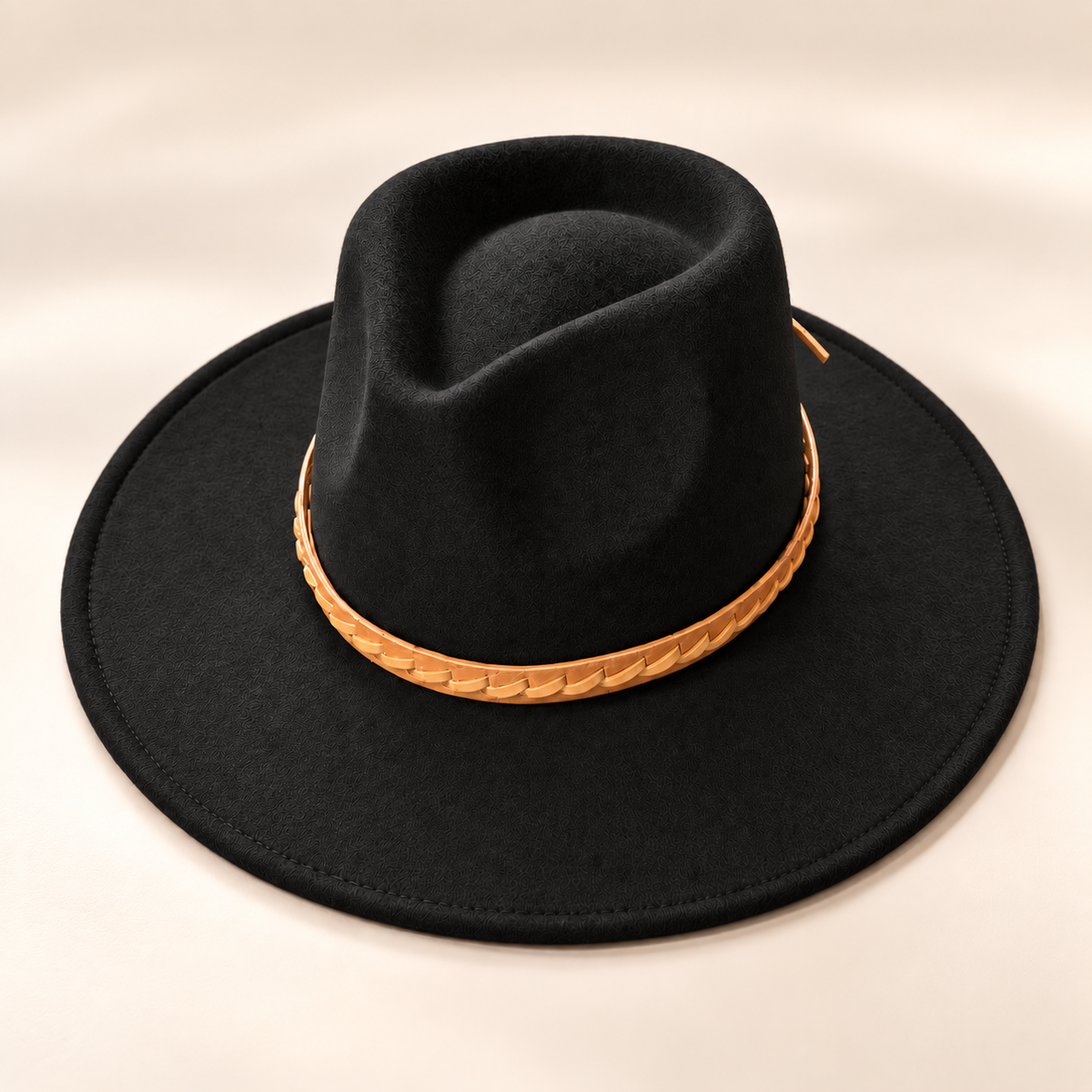 Vegan Felt Rancher Hat w/ Braided Leather Band