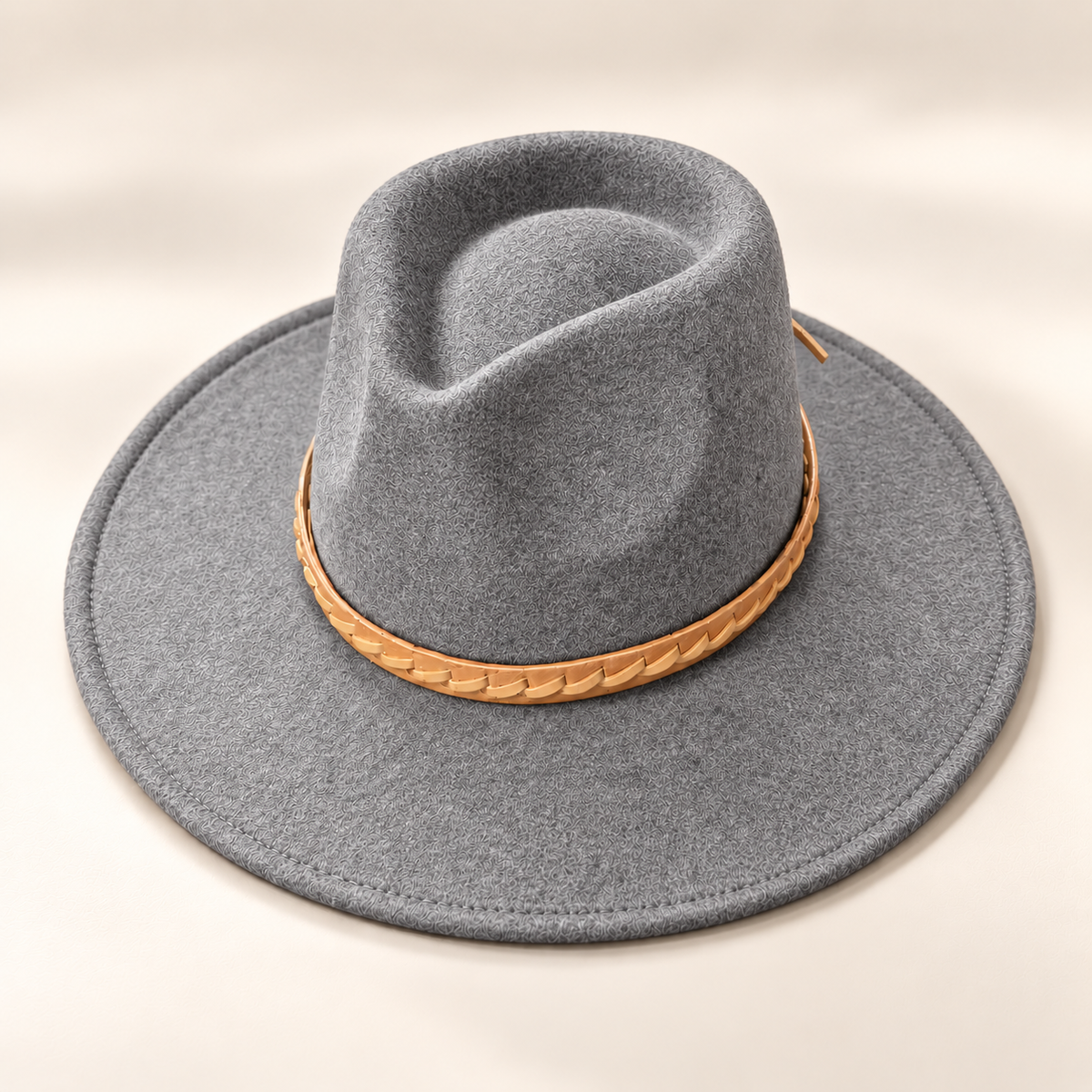 Vegan Felt Rancher Hat w/ Braided Leather Band