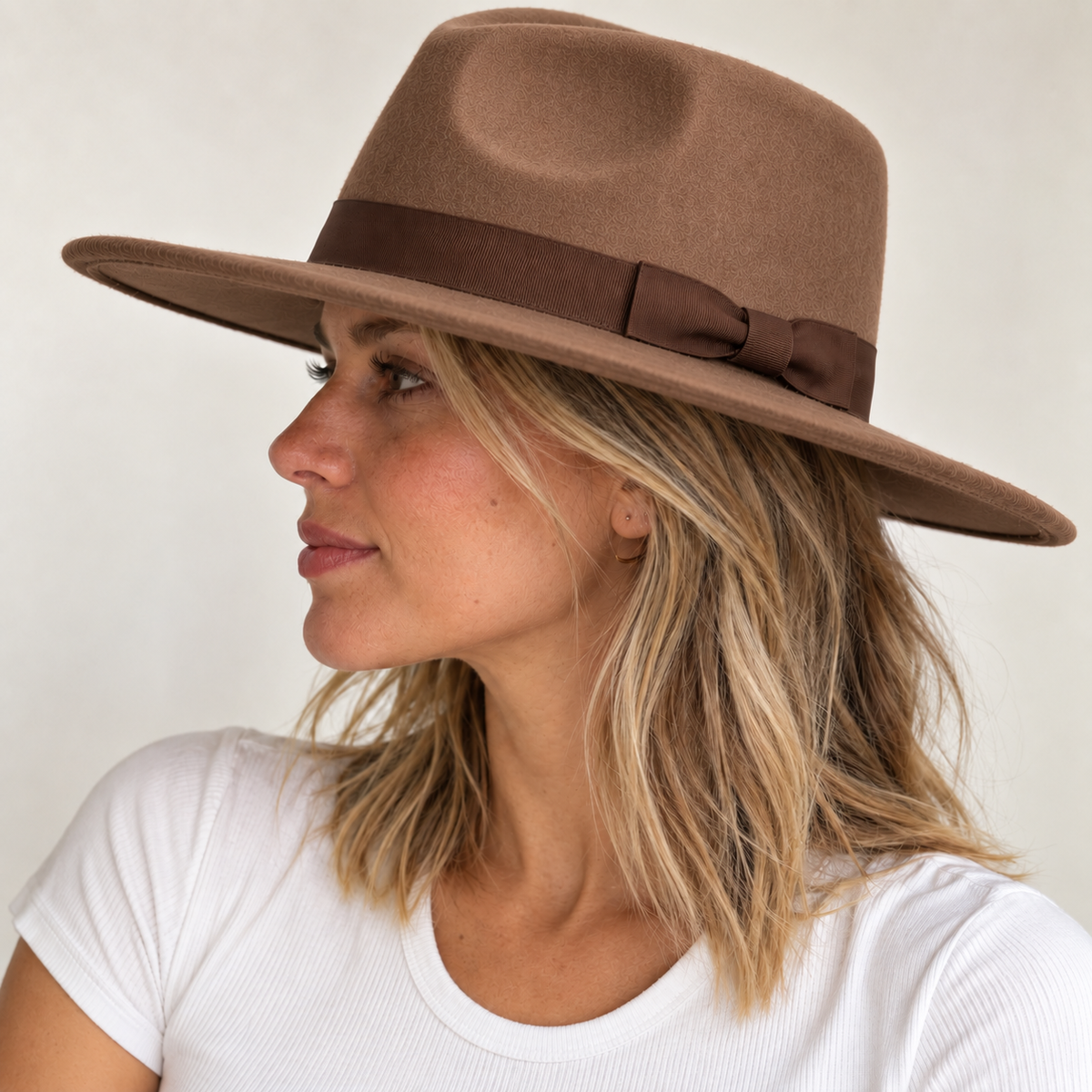 Vegan Felt Rancher Hat with Matching Ribbon Band