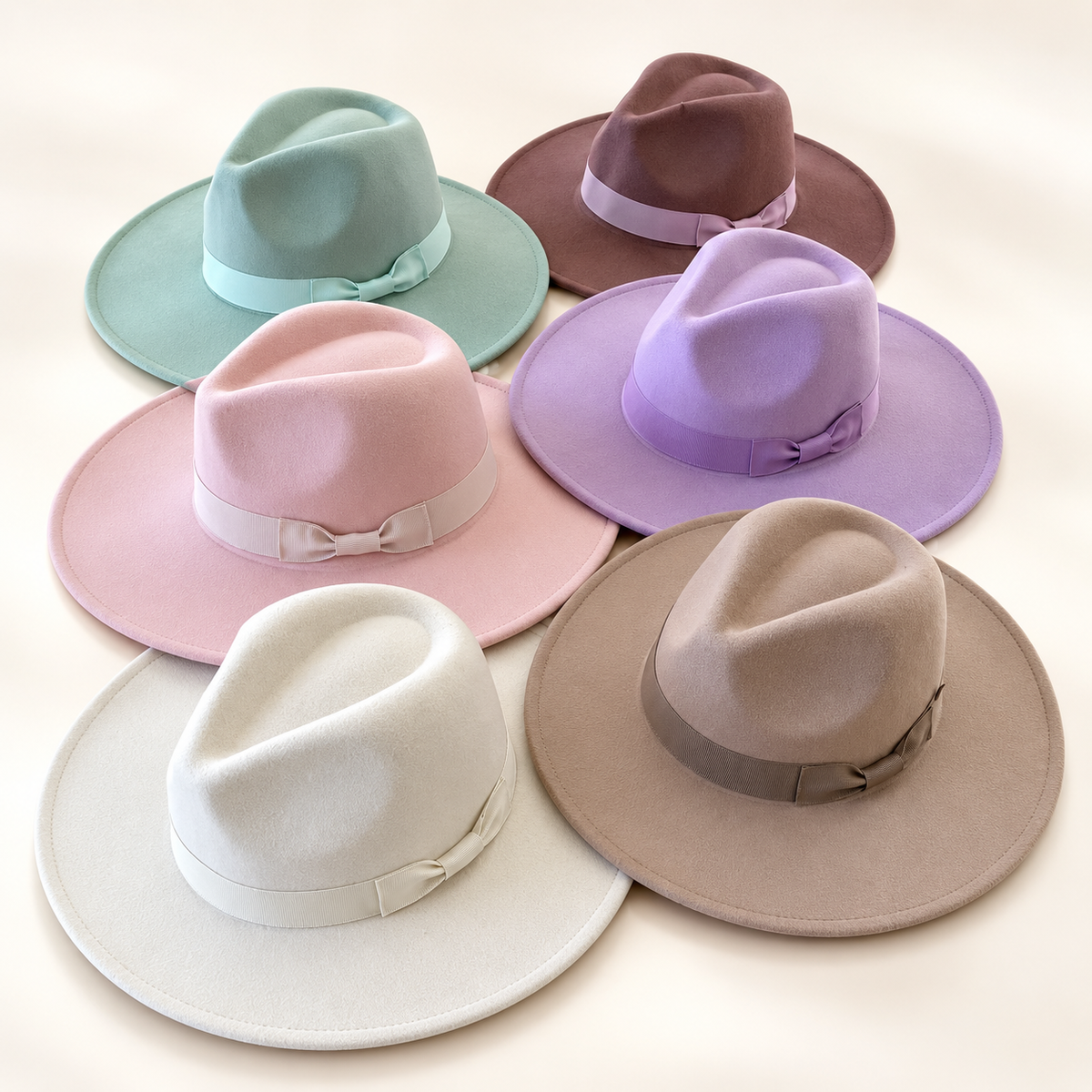 Vegan Felt Flat Brim Rancher Hat with Grosgrain Band