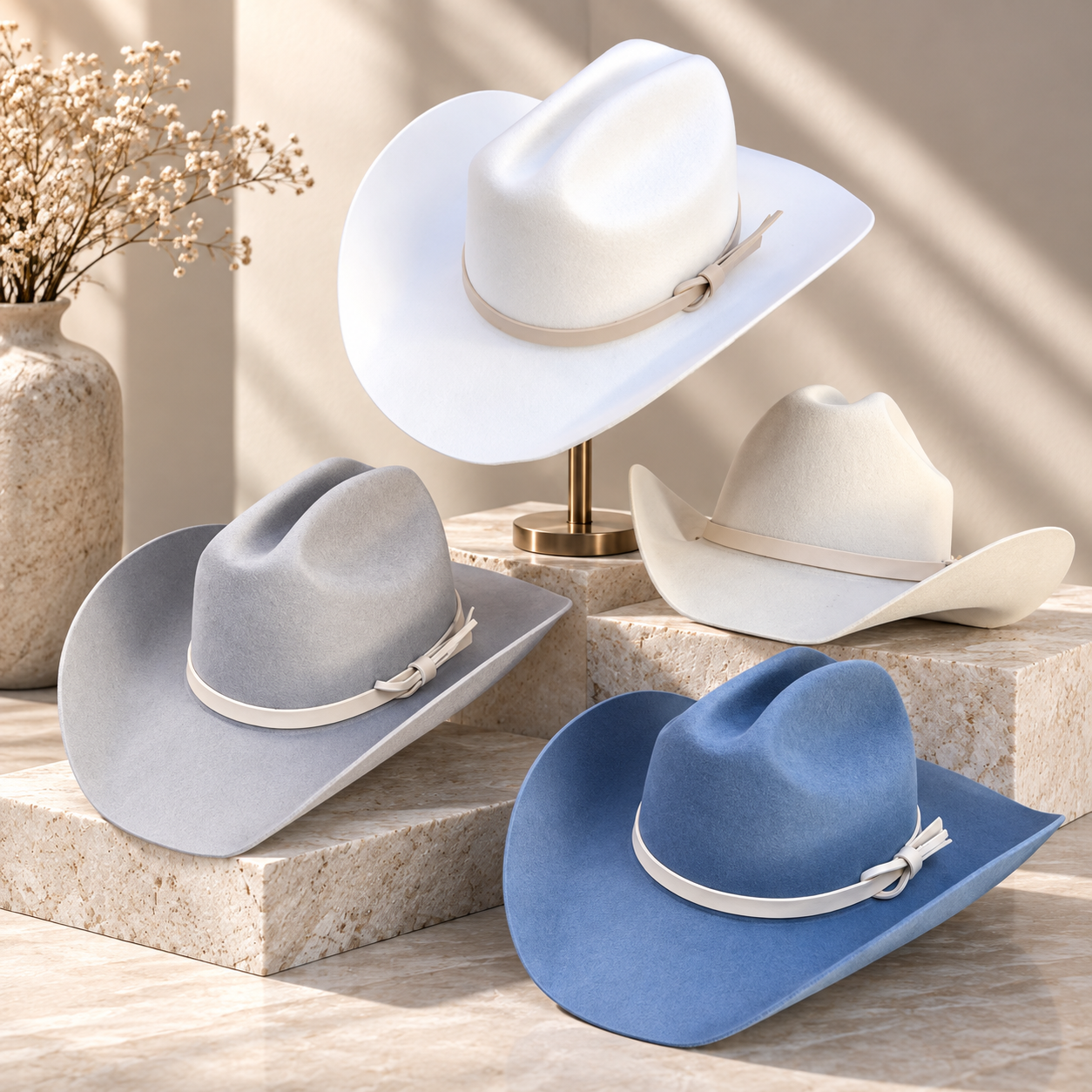 Australian Wool Cattleman Cowboy Hat with Leather Band – Wide Brim Western Hat