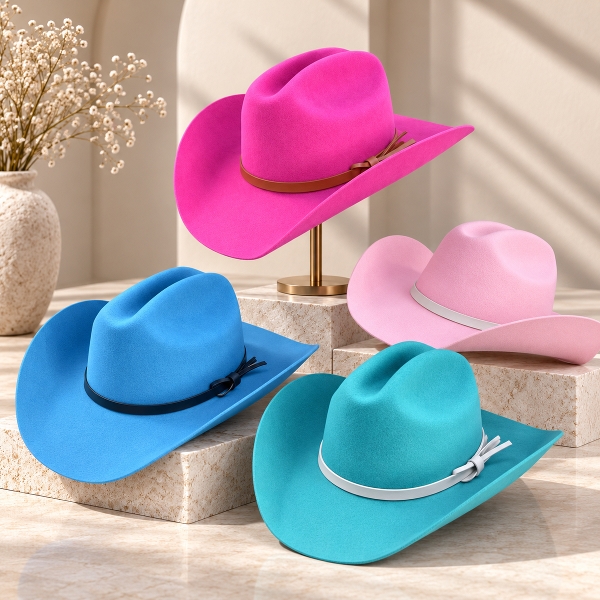 Australian Wool Wide Brim Cattleman Cowboy Hat with Leather Band
