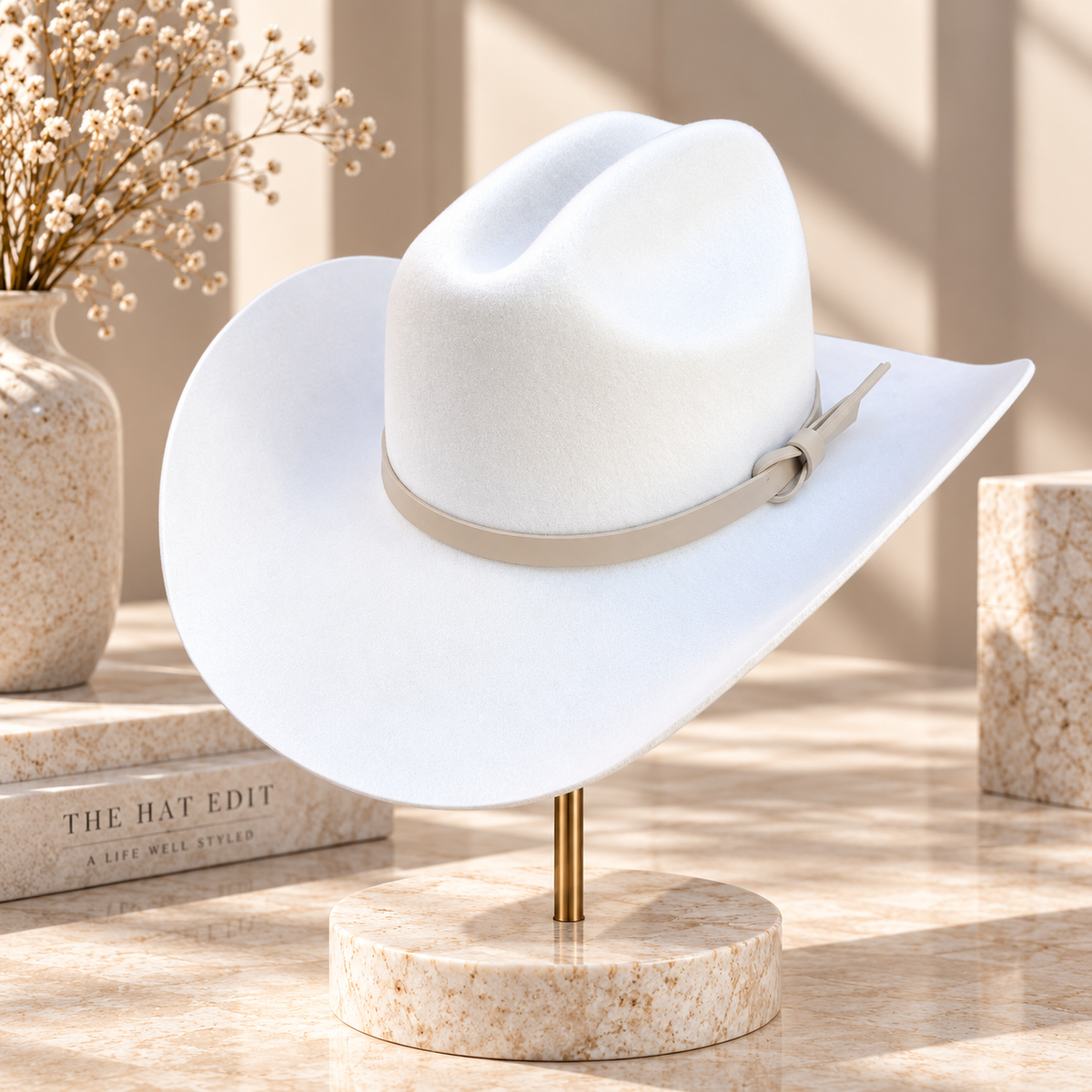 Australian Wool Wide Brim Cattleman Cowboy Hat with Leather Band