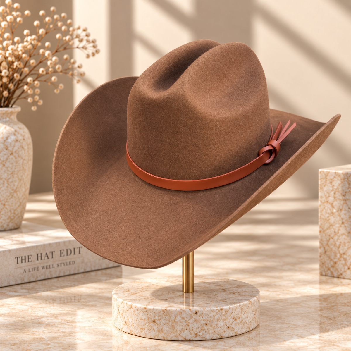 Australian Wool Wide Brim Cattleman Cowboy Hat with Leather Band