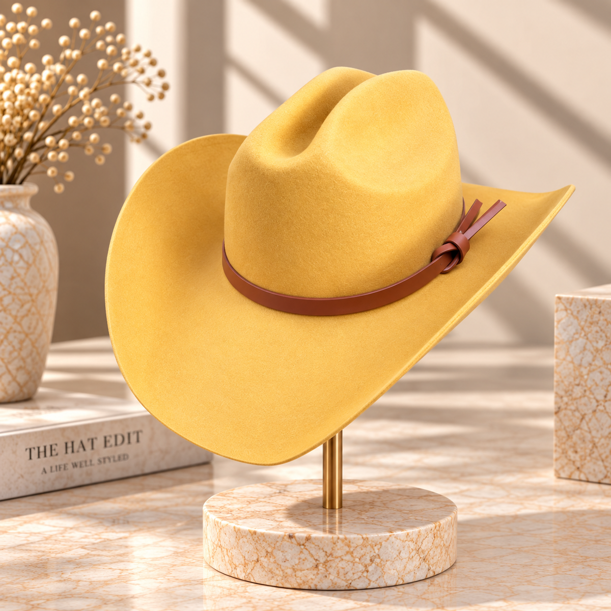 Australian Wool Wide Brim Cattleman Cowboy Hat with Leather Band