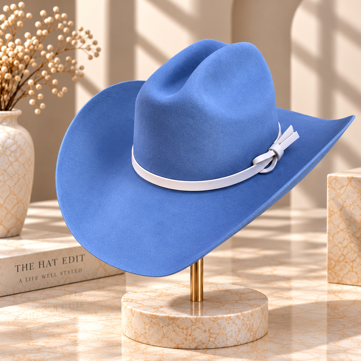 Australian Wool Wide Brim Cattleman Cowboy Hat with Leather Band