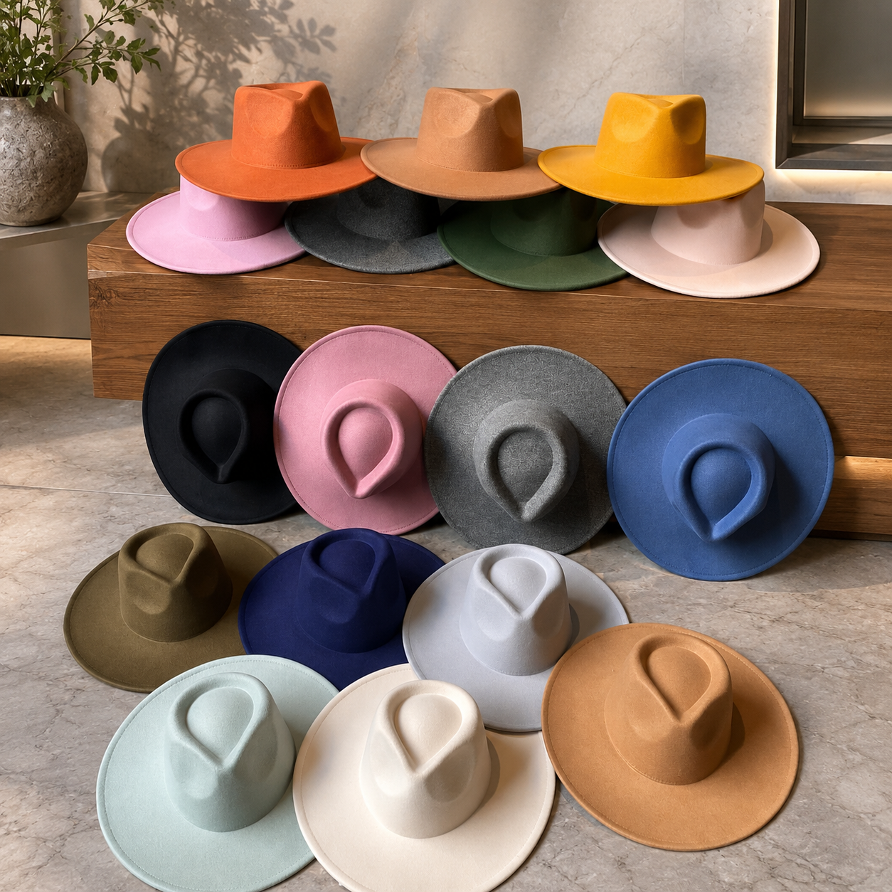 Wide Brim Vegan Felt Rancher