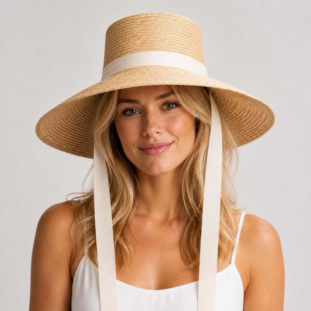 Wheat Straw Boater Hat with Twill Tape