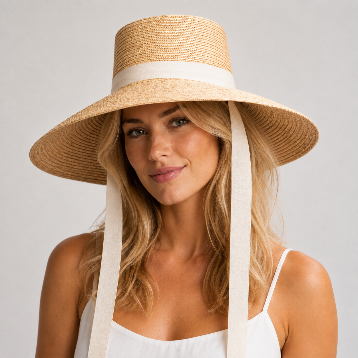 Wheat Straw Boater Hat with Twill Tape