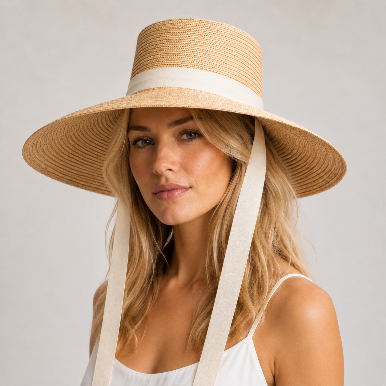 Wheat Straw Boater Hat with Twill Tape