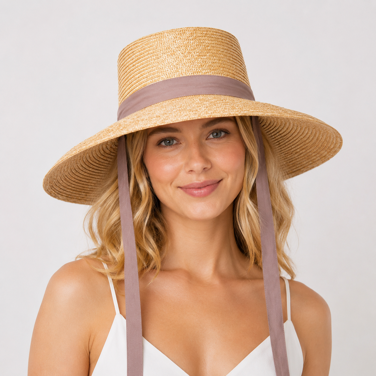 Wheat Straw Boater Hat with Twill Tape