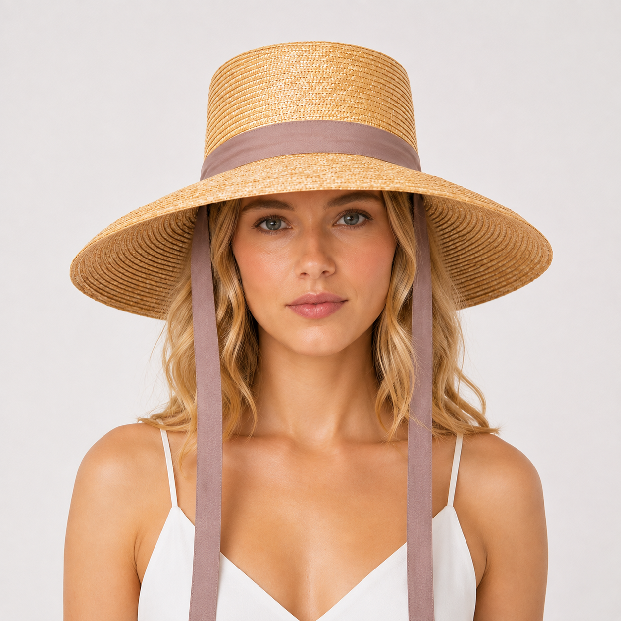 Wheat Straw Boater Hat with Twill Tape