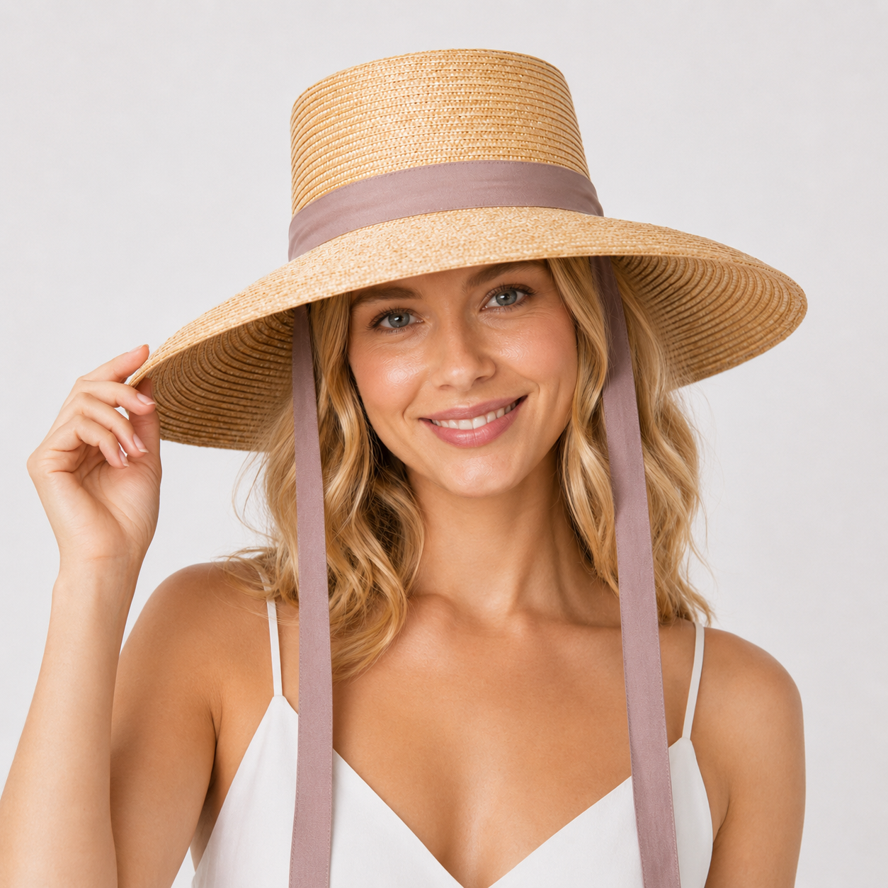 Wheat Straw Boater Hat with Twill Tape
