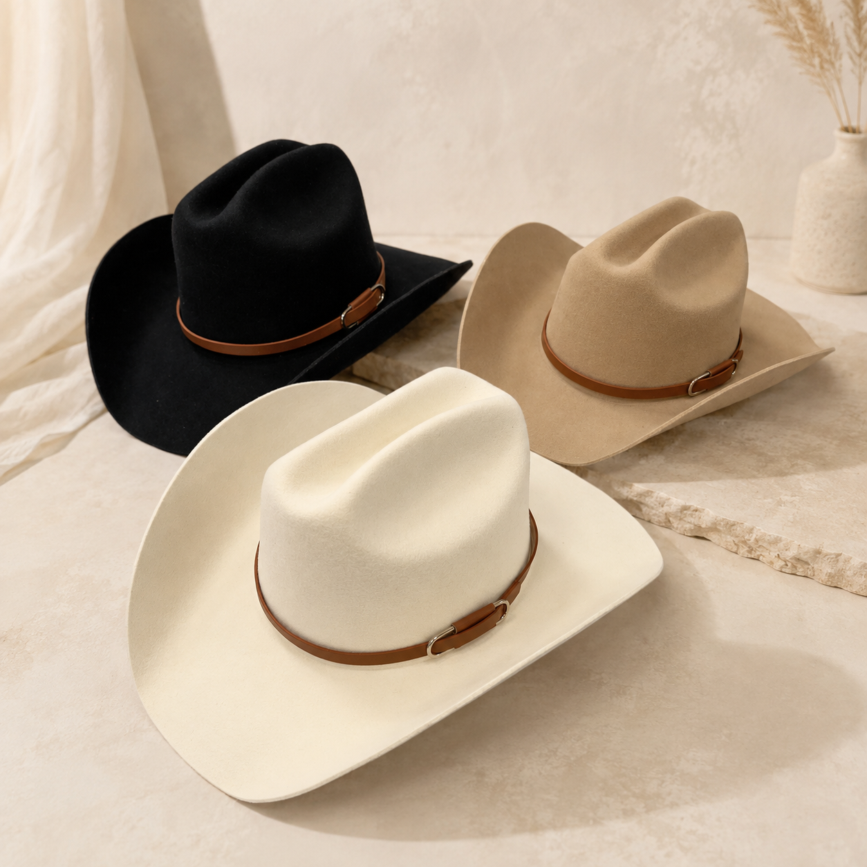 Australian Wool Cattleman Cowboy Hat with Leather Band