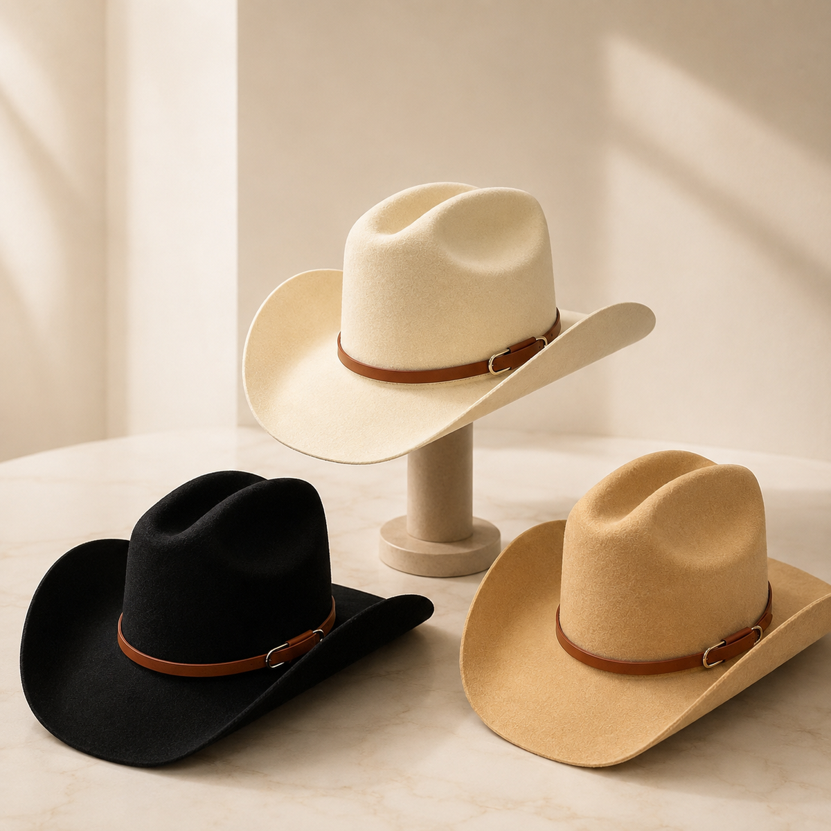 Australian Wool Cattleman Cowboy Hat with Leather Band