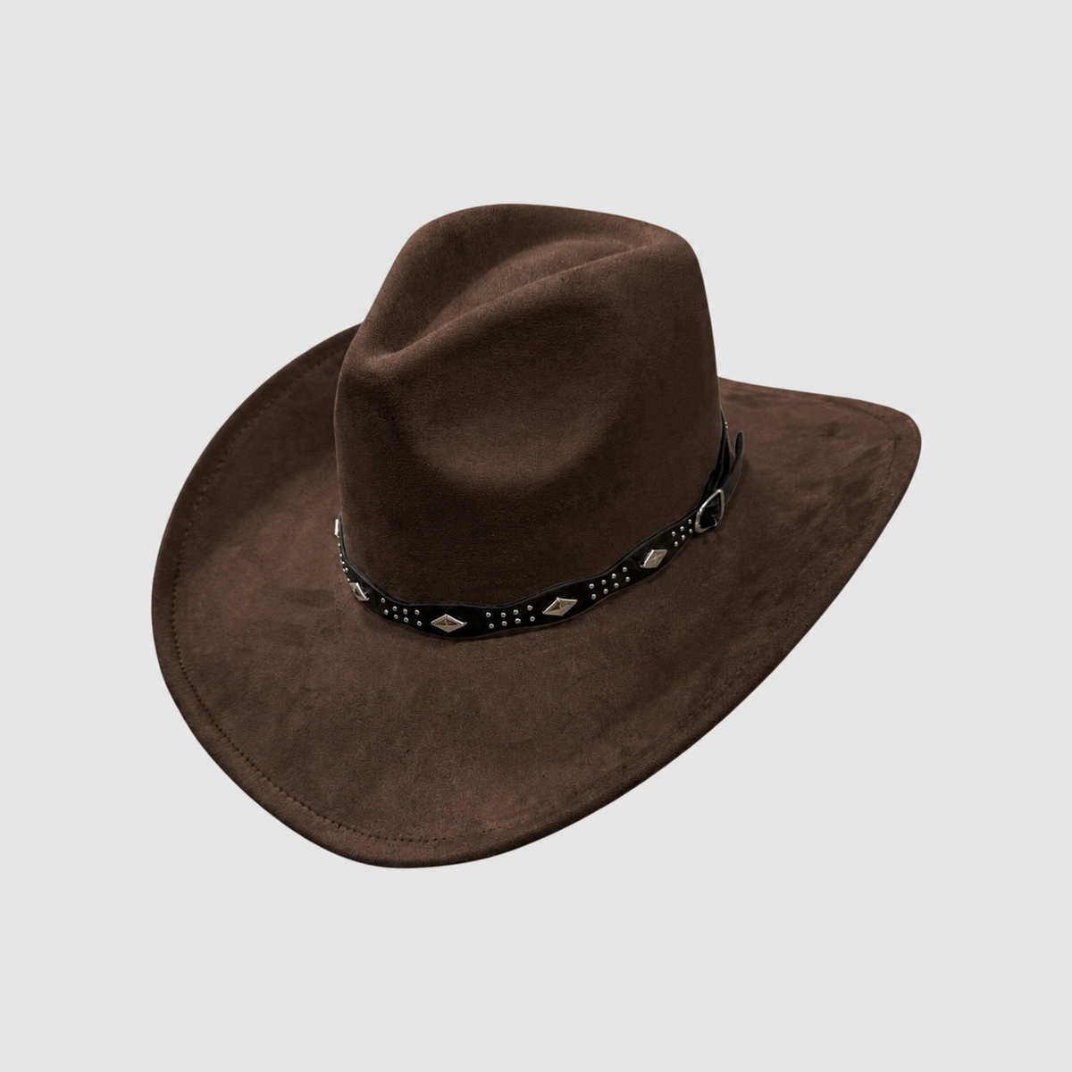 Studded Concho Band Vegan Suede Western Fedora