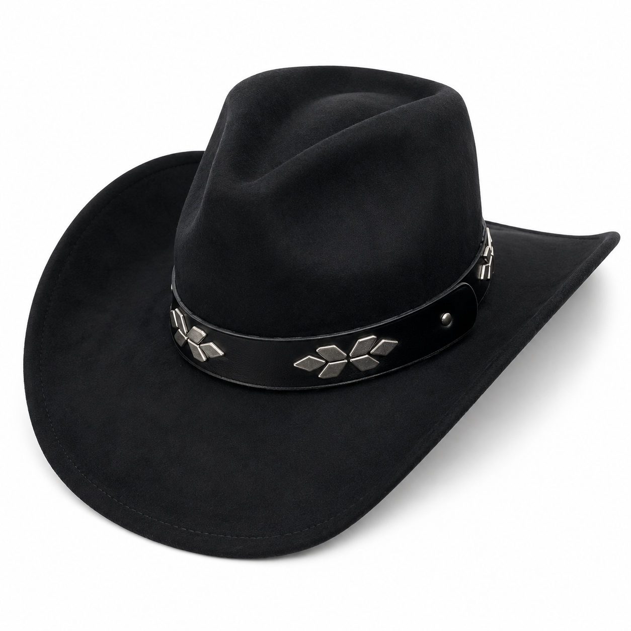 Western Leather Hat Band with Silver Conchos