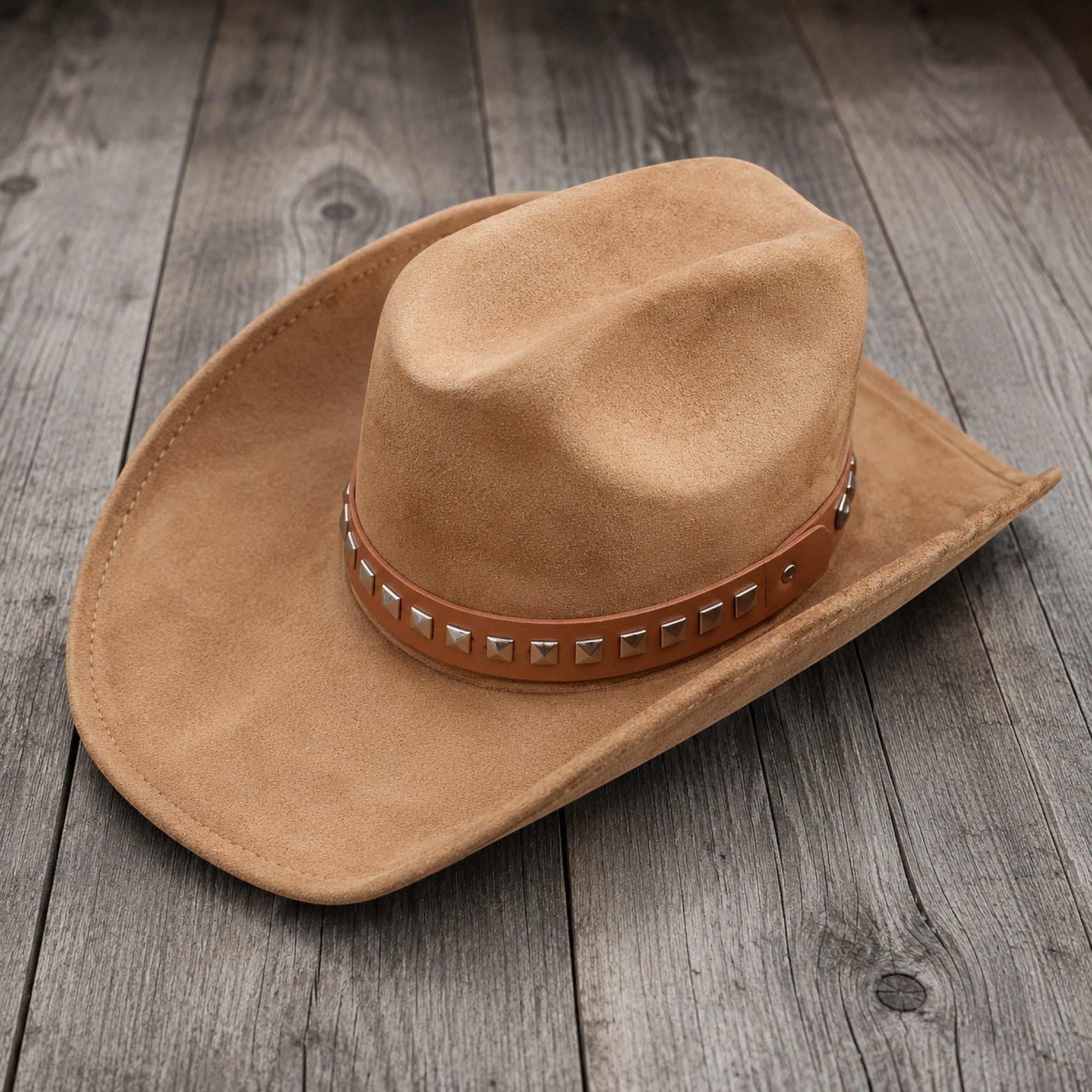 Western Pyramid Stud Faux Leather Hat Band