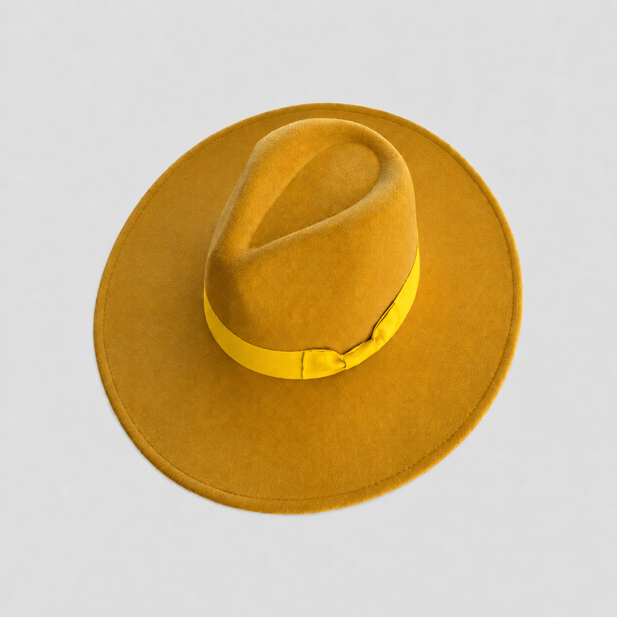 Vegan Felt Wide Brim Panama Rancher Hat Matching grosgrain band-24 Colors