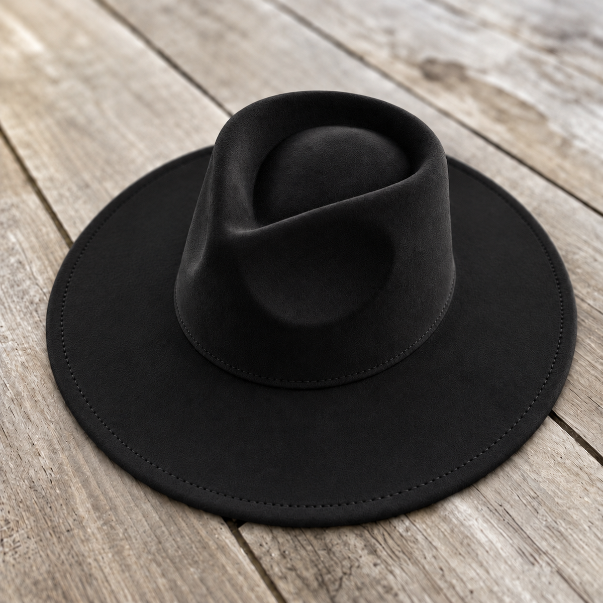 Vegan Suede Structured Flat Brim Rancher Hat