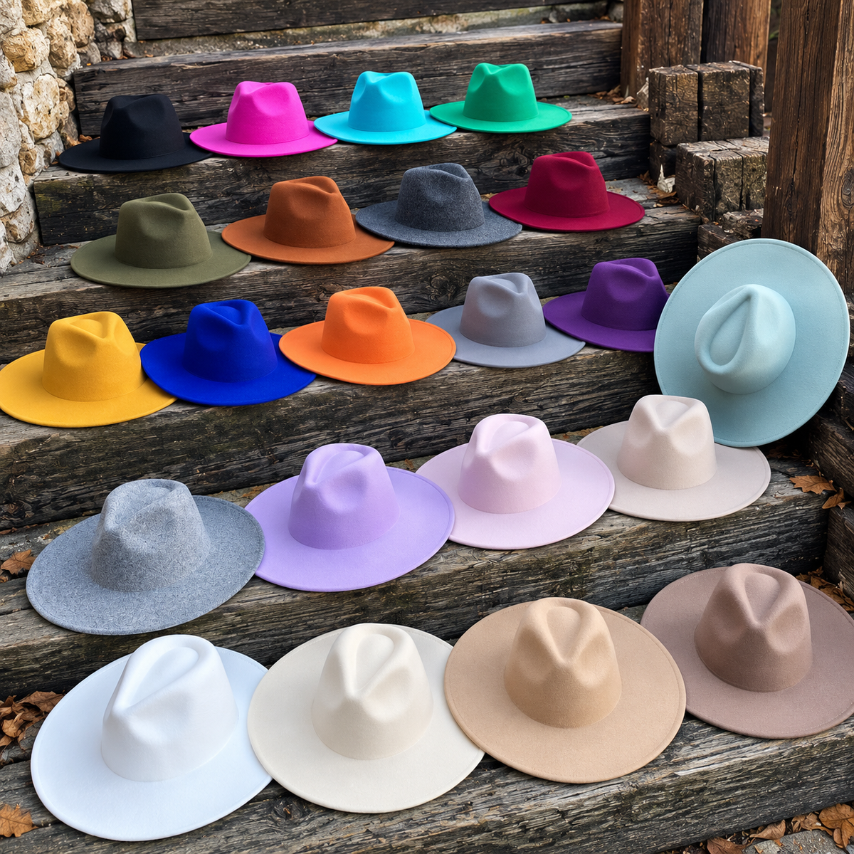 Vegan Felt Wide Brim Fedora Hat – Women's Classic Style