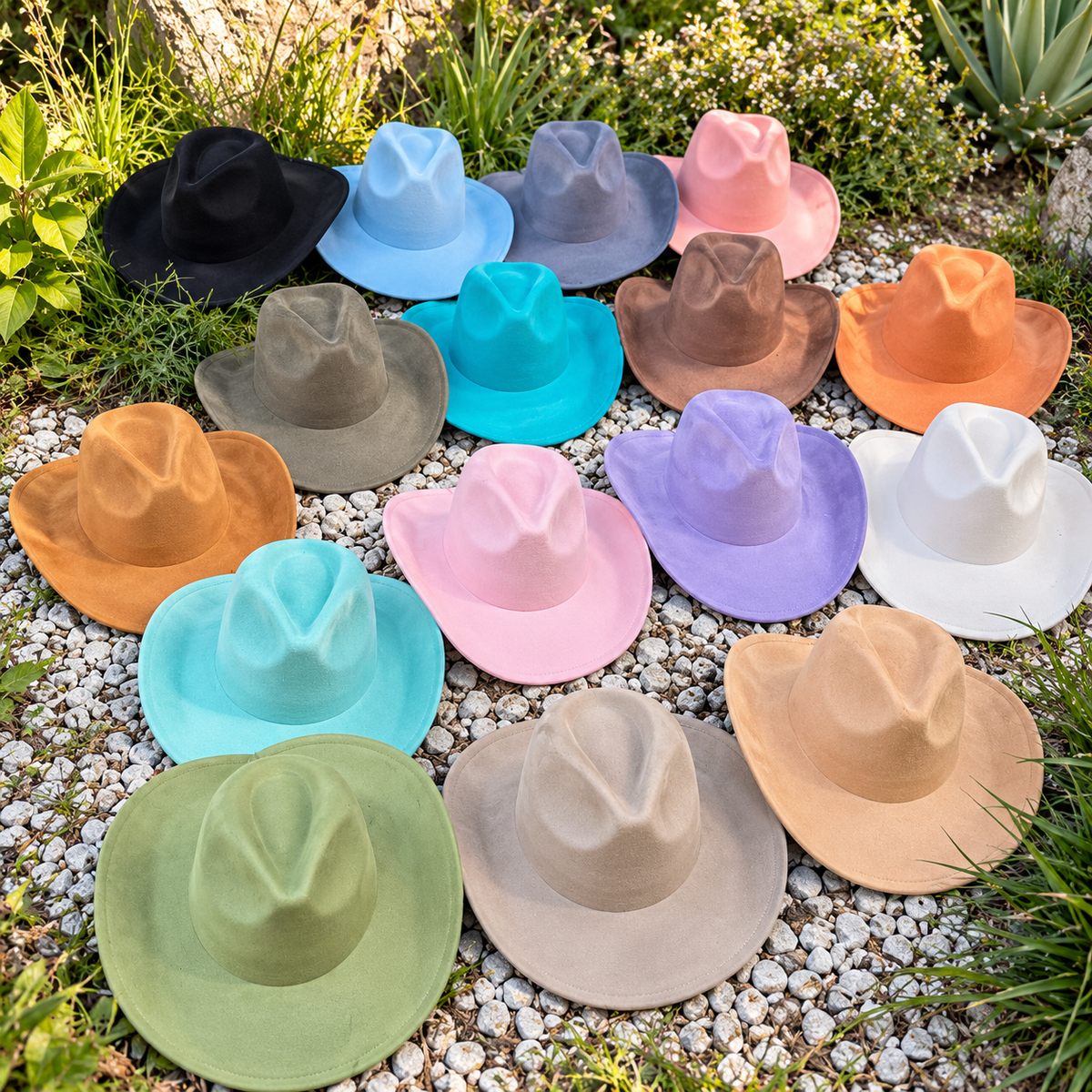 Vegan Suede Western Cowboy Hat