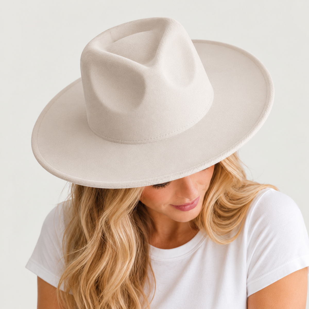 Wholesale Vegan Felt Wide Brim Rancher Hat - View 6