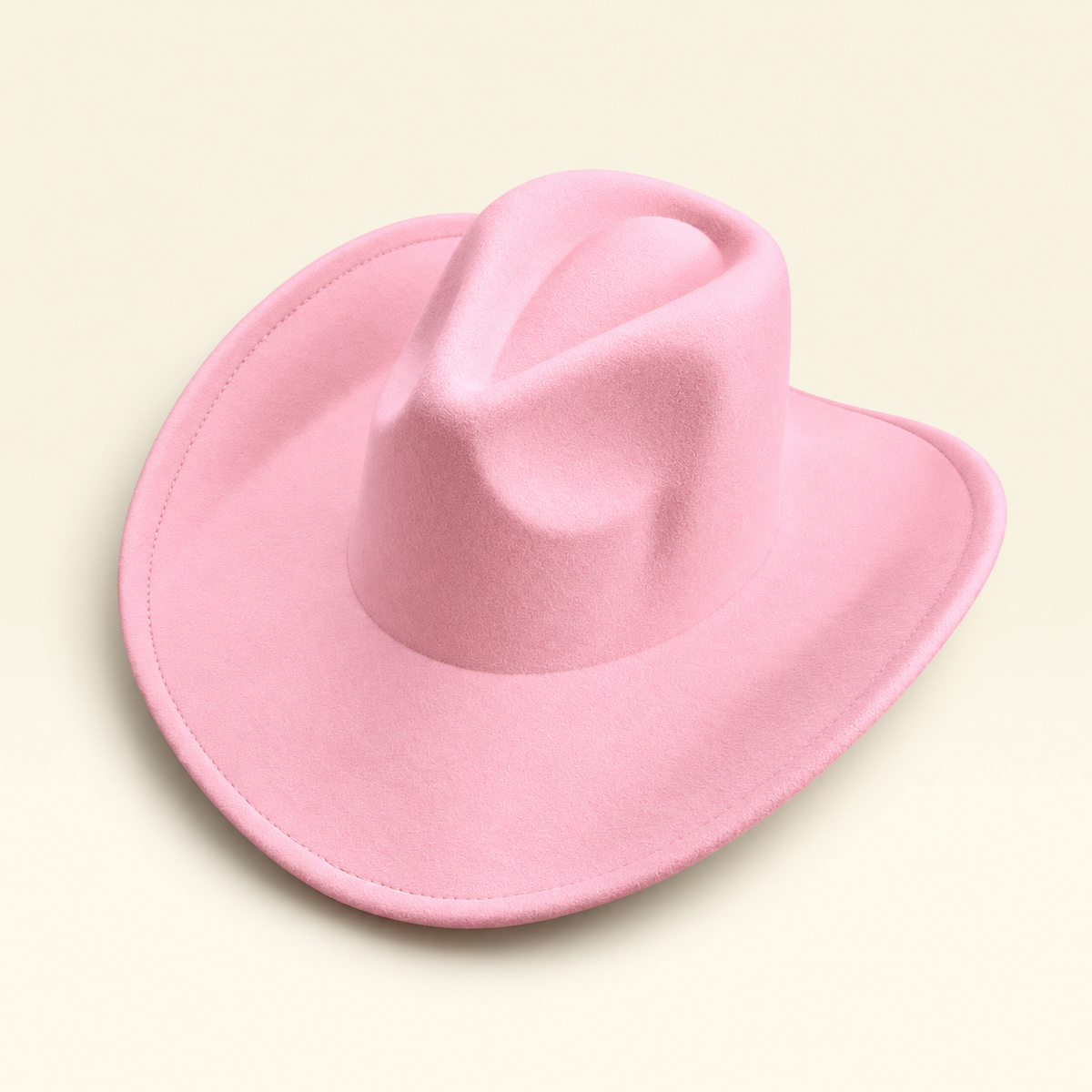 Vegan Felt Cowboy Hat Wide Brim Western Cattleman