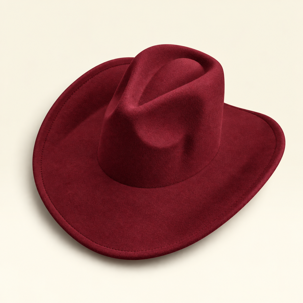 Vegan Felt Cowboy Hat Wide Brim Western Cattleman