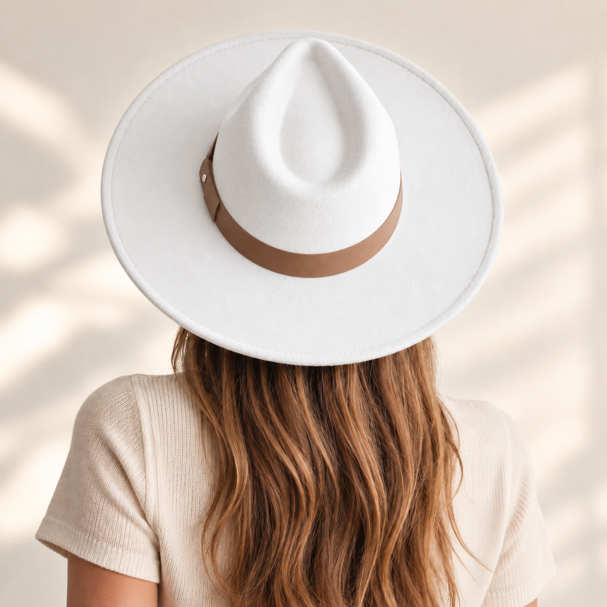Vegan Felt Flat Brim Rancher Hat with Leather Belt