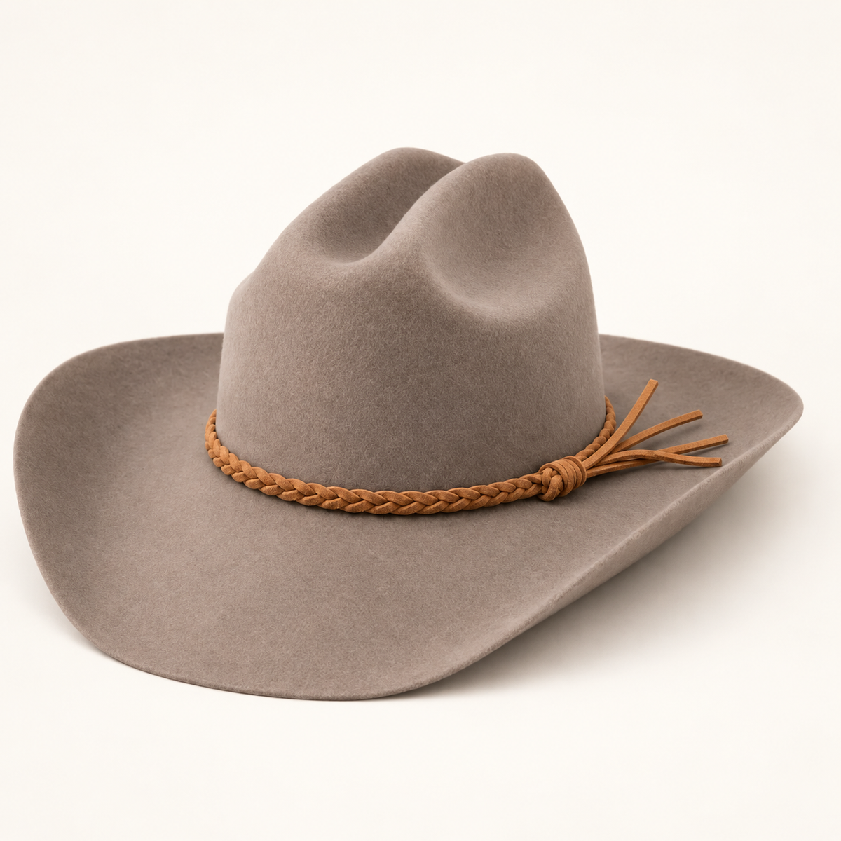 Premium Australian Wool Cattleman Cowboy Hat with Braided Suede Belt