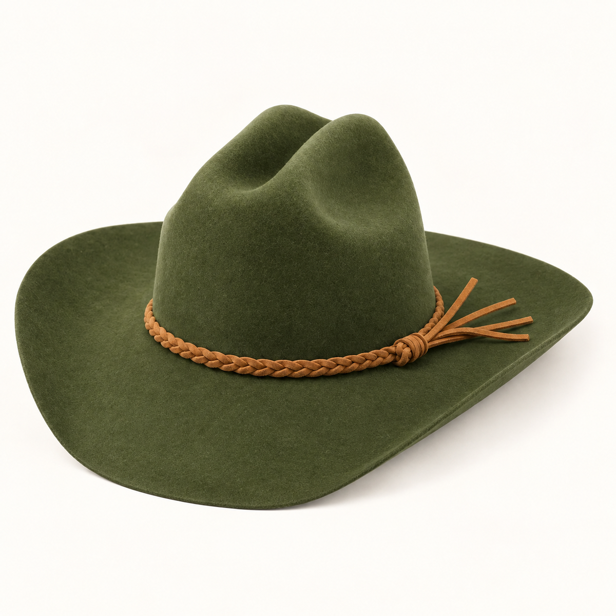 Premium Australian Wool Cattleman Cowboy Hat with Braided Suede Belt