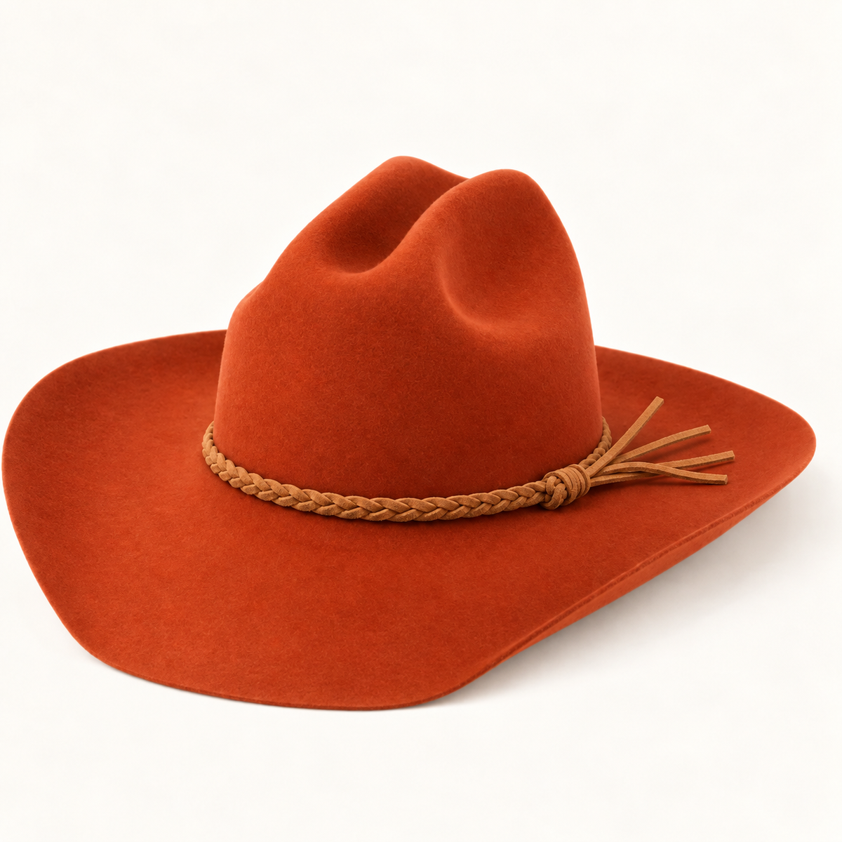 Premium Australian Wool Cattleman Cowboy Hat with Braided Suede Belt