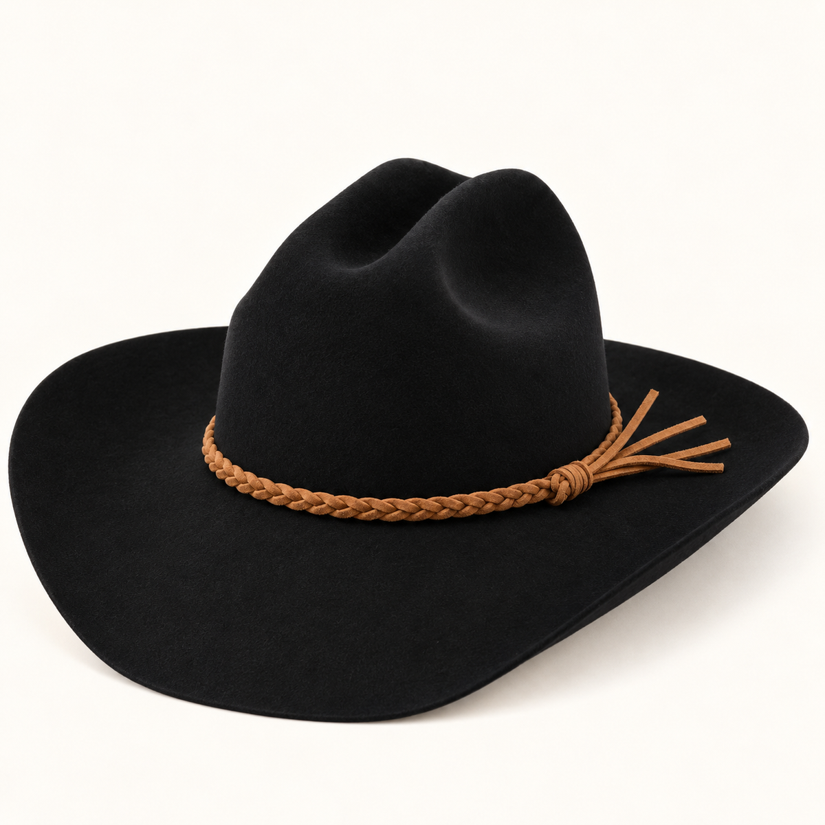 Premium Australian Wool Cattleman Cowboy Hat with Braided Suede Belt