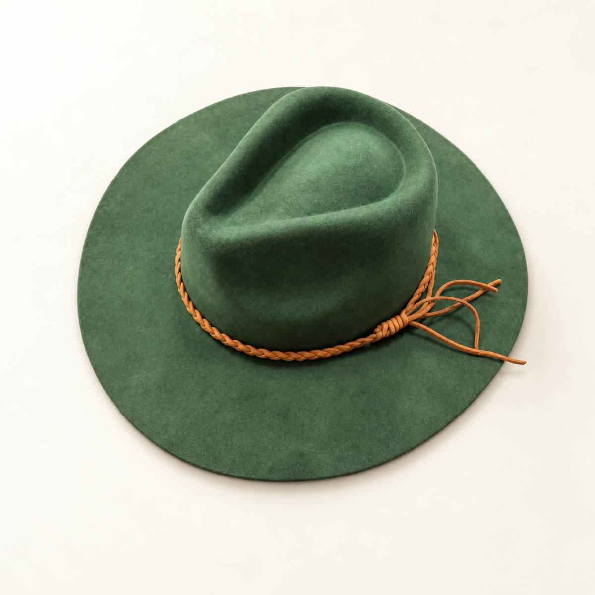 Wholesale Australian Wool Rancher Hat with Braided Suede Belt - Emerald