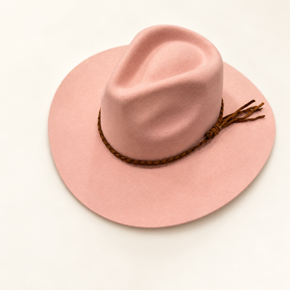 Wholesale Australian Wool Rancher Hat with Braided Suede Belt - Pink