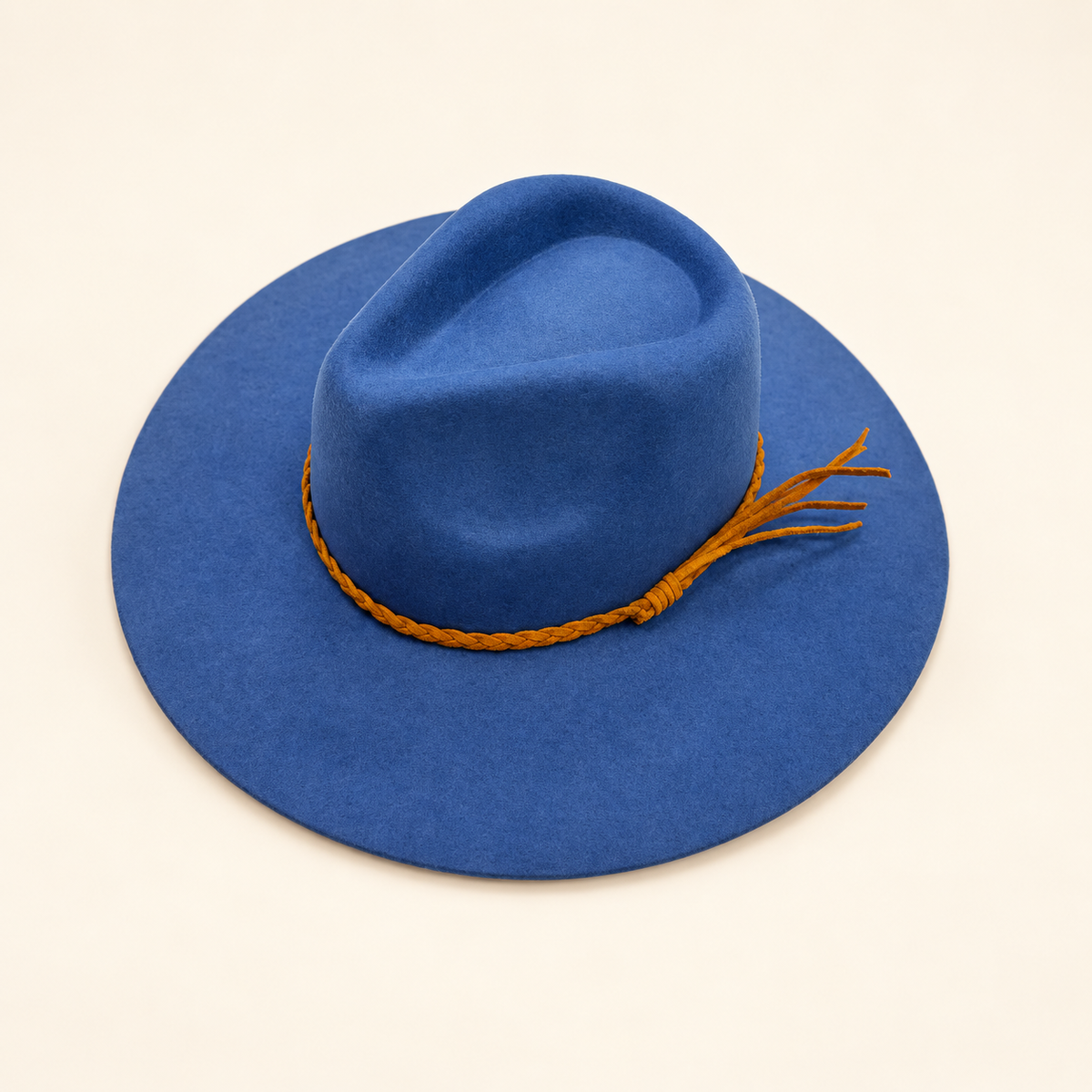 Wholesale Australian Wool Rancher Hat with Braided Suede Belt - Denim