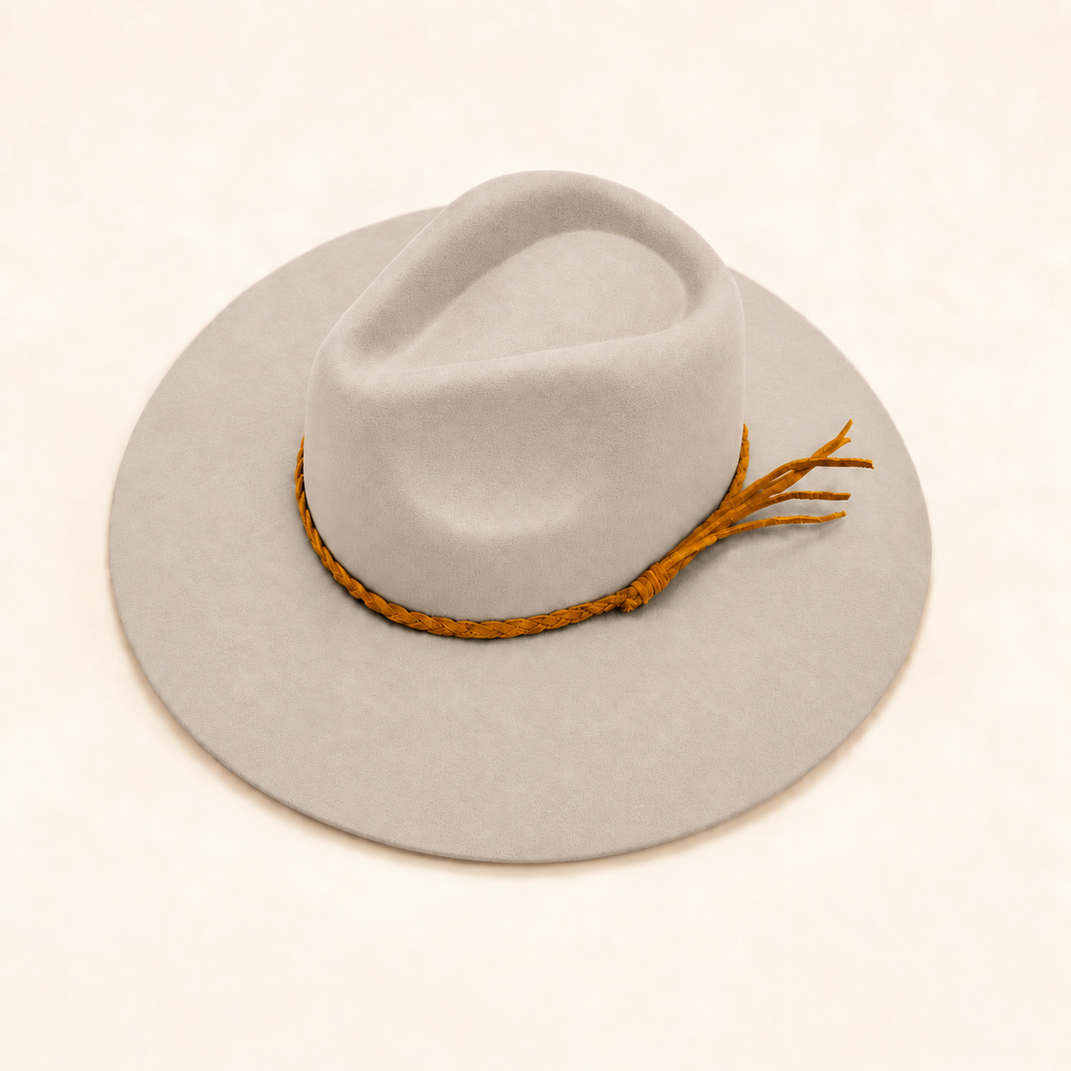 Wholesale Australian Wool Rancher Hat with Braided Suede Belt - Stone