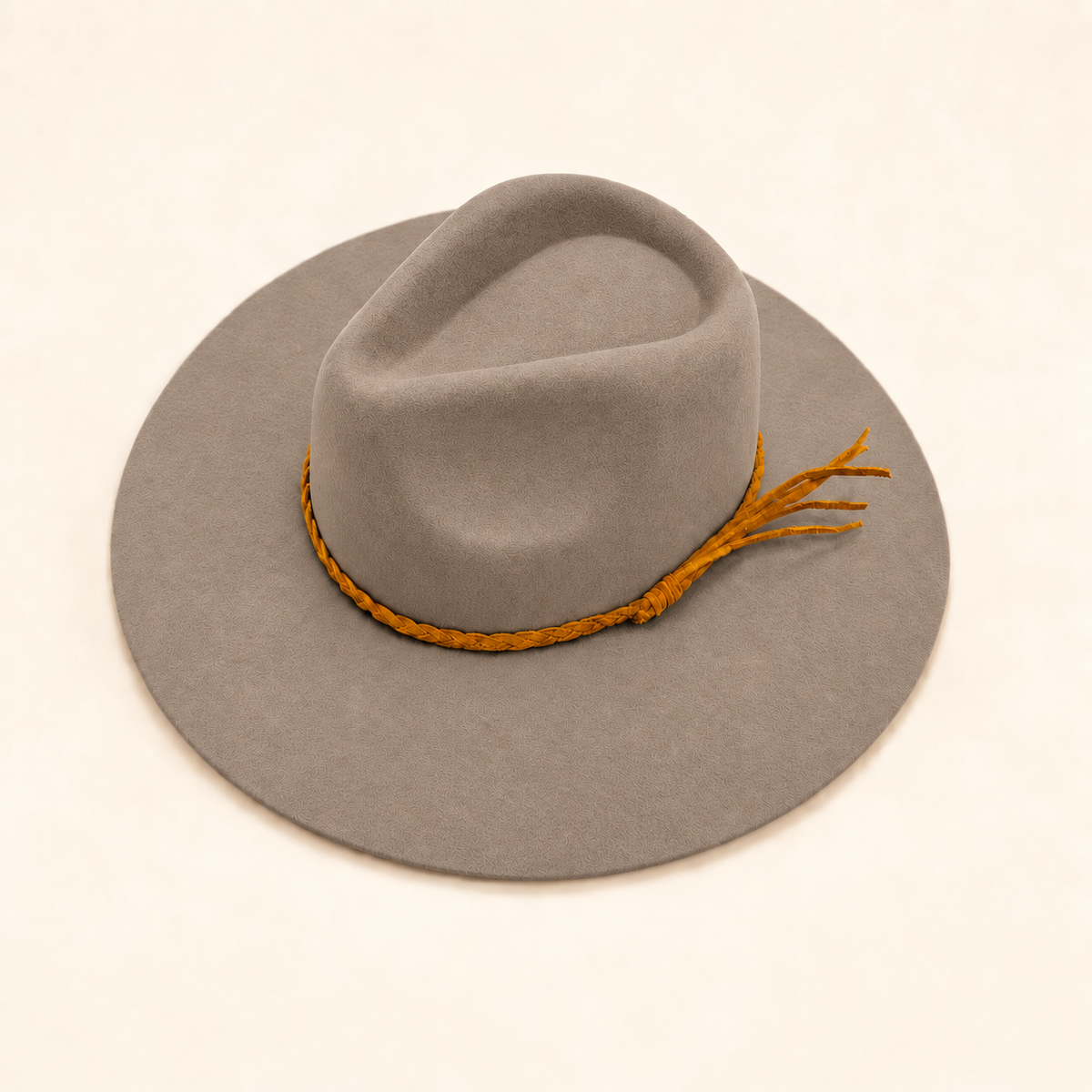 Wholesale Australian Wool Rancher Hat with Braided Suede Belt - Taupe