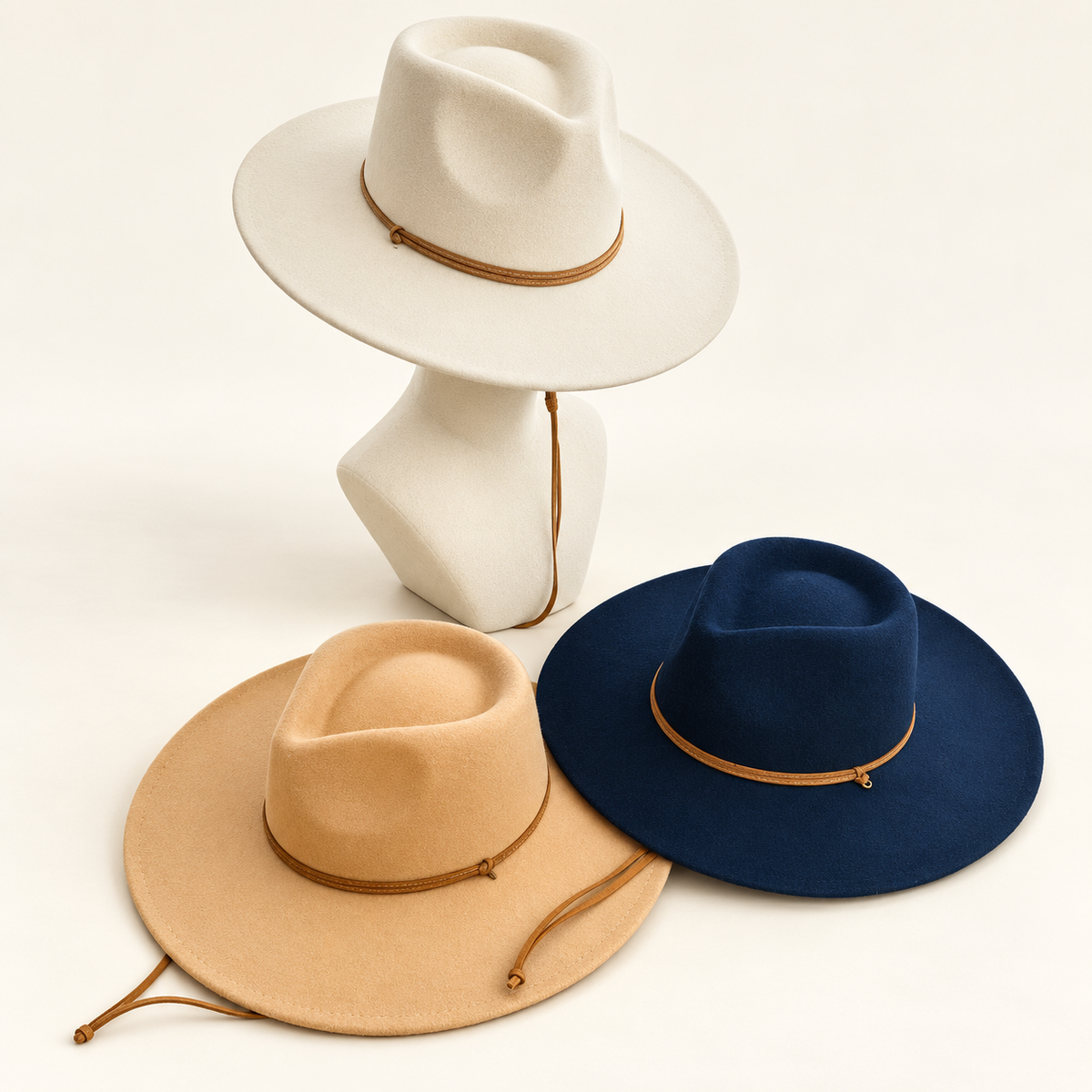 Vegan Felt Rancher Hat with Chin Cord
