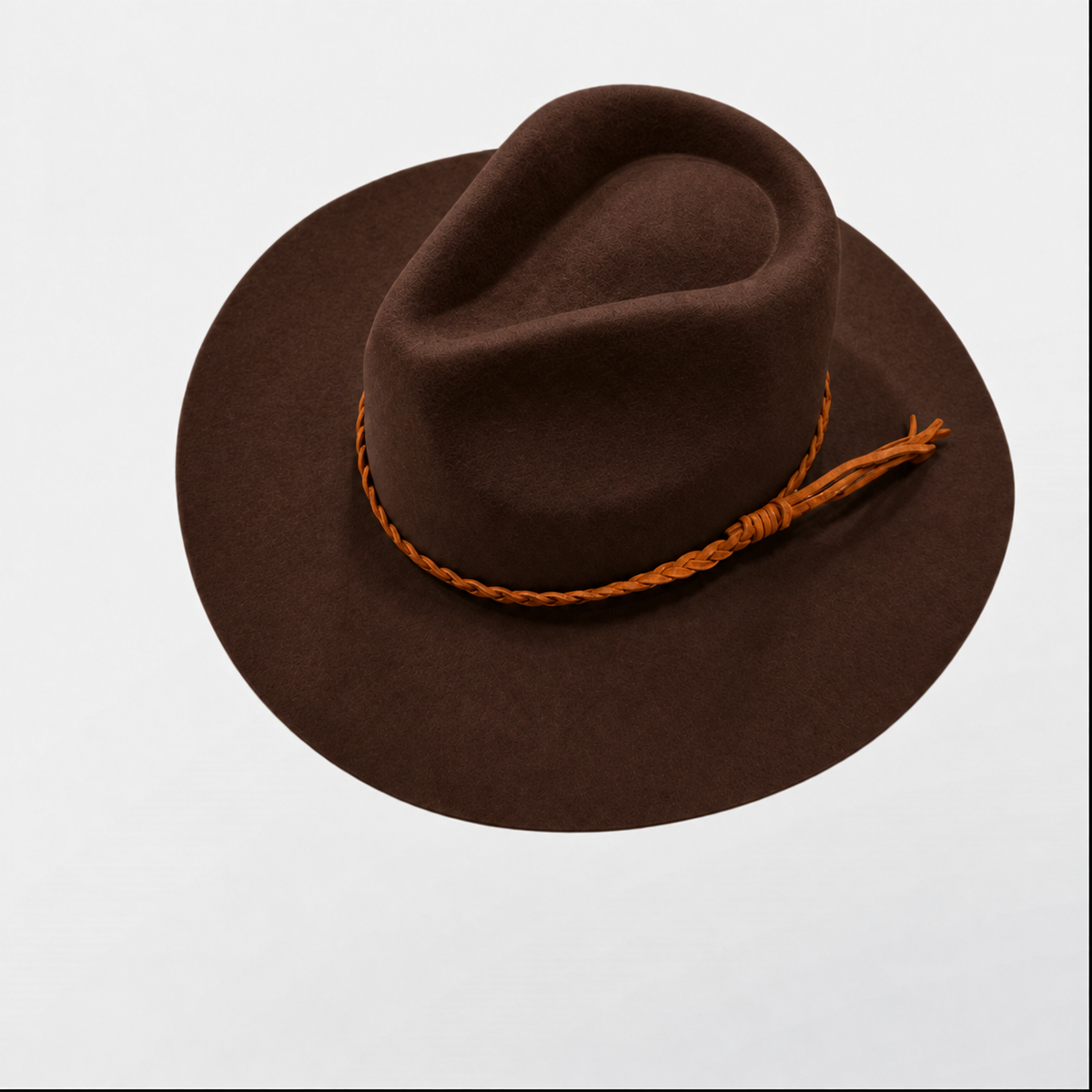 Wholesale Australian Wool Rancher Hat with Braided Suede Belt - Brown