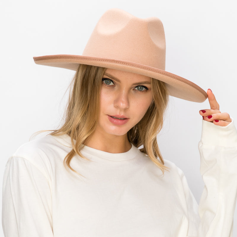 VEGAN FELT PANAMA HAT-PENCIL ROLL BRIM