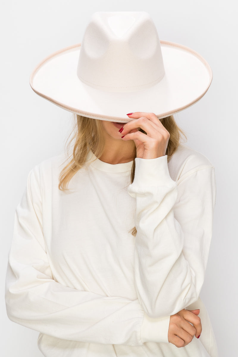 VEGAN FELT PANAMA HAT-PENCIL ROLL BRIM