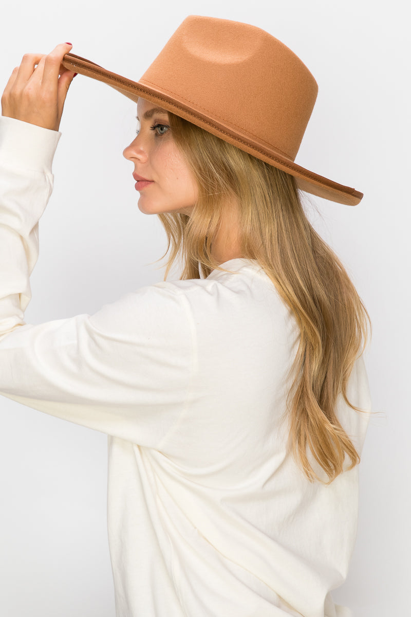 VEGAN FELT PANAMA HAT-PENCIL ROLL BRIM