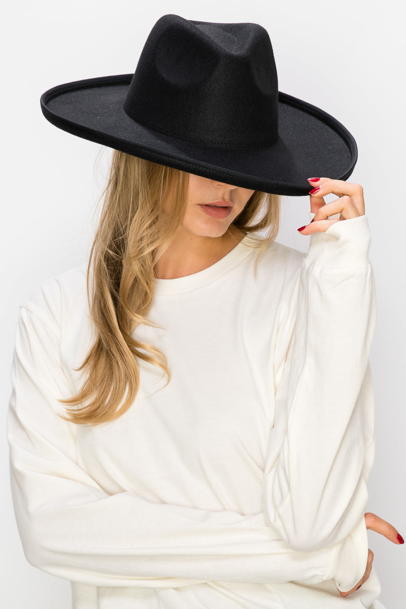 VEGAN FELT PANAMA HAT-PENCIL ROLL BRIM