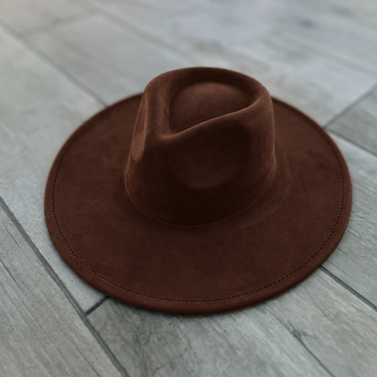 Vegan Suede Structured Flat Brim Rancher Hat