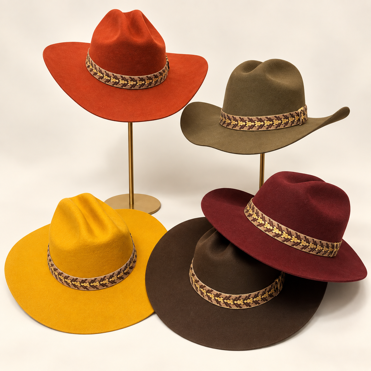 Wool Cattleman Hat with Vintage Western Jacquard Band