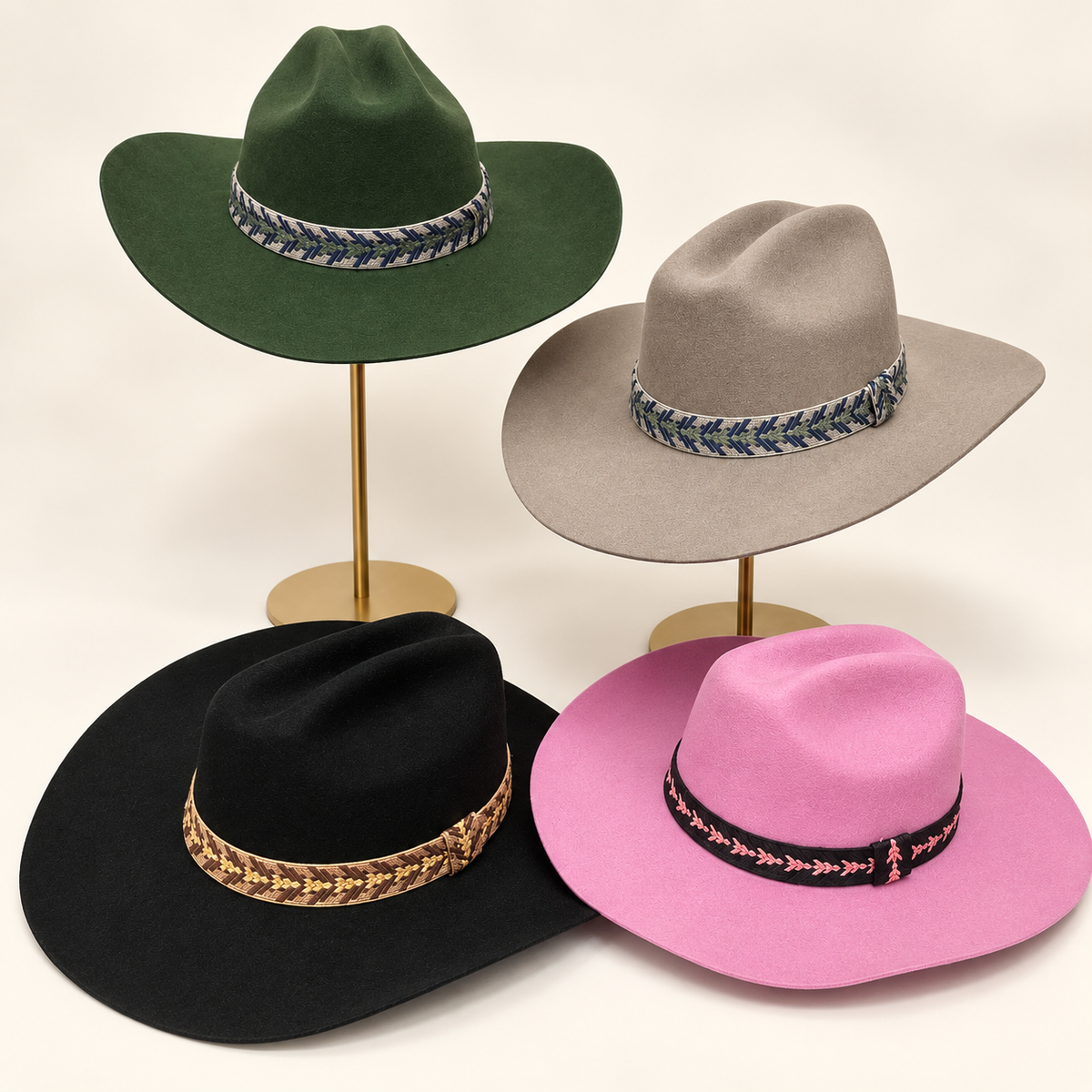 Wool Cattleman Hat with Vintage Western Jacquard Band